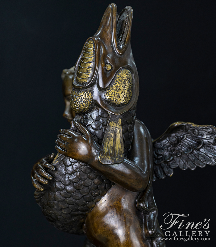 Bronze Fountains  - Bronze Cherub With Fish Fountain - BF-868